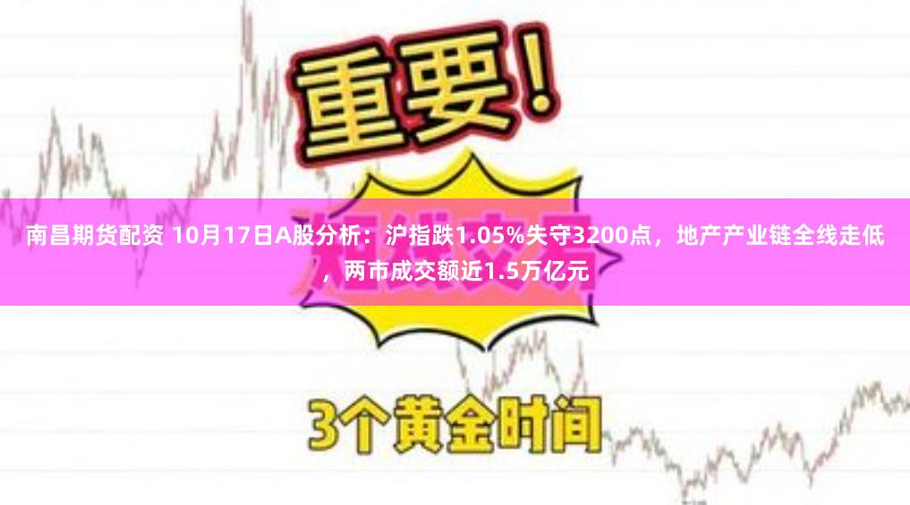 南昌期货配资 10月17日A股分析：沪指跌1.05%失守3200点，地产产业链全线走低，两市成交额近1.5万亿元